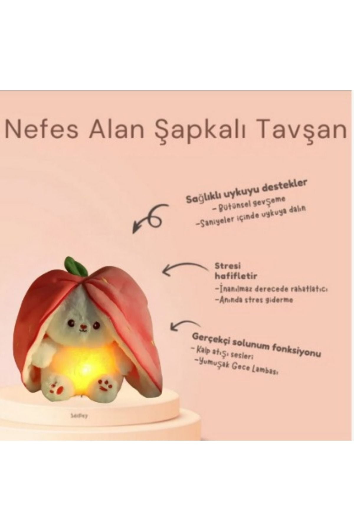 Nefes Alan Rahatlatıcı Şapkalı Tavşan