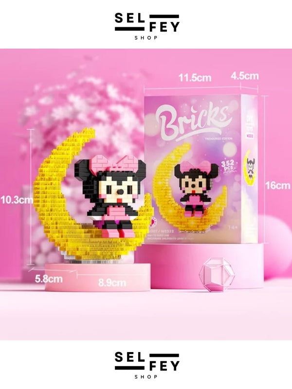 Lego Model Minnie Mouse Moon Gece Lambası Mini Figür