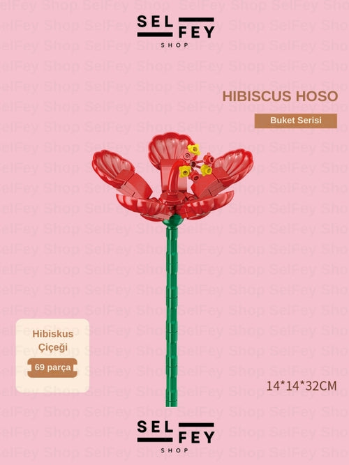Lego Model Hibiskus Çiçeği Blok Çiçek