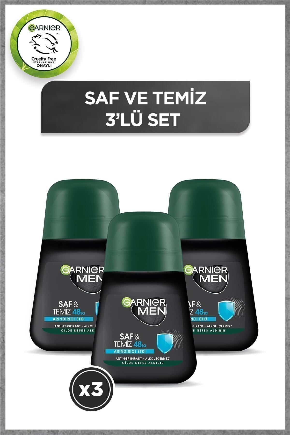 Garnier Men 48h Saf Ve Temiz Roll-on 50 ml X 3 Adet