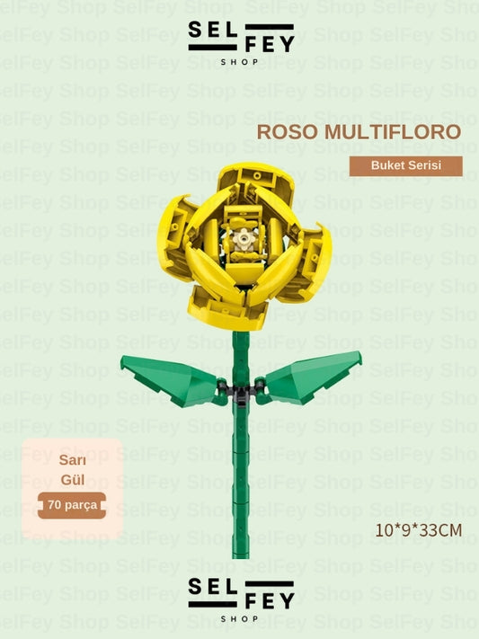 Lego Model Sarı Gül Blok Çiçek