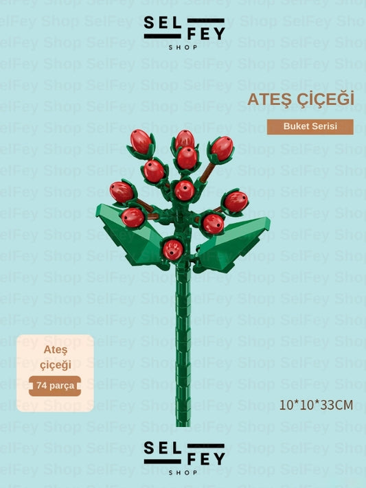 Lego Model Ateş Çiçeği Blok Çiçek