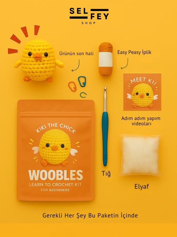 Amigurimi Kiki The Chick Tığ Kiti, Amigurimi Yavru Kuş Örgü Seti